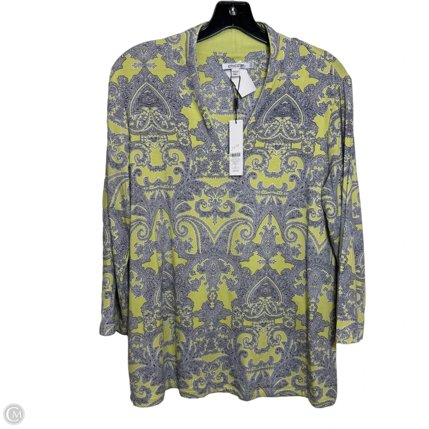 Top 3/4 Sleeve By Chicos In Paisley Print, Size: L