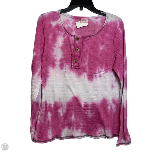 Top Long Sleeve By Clothes Mentor In Pink & White, Size: S