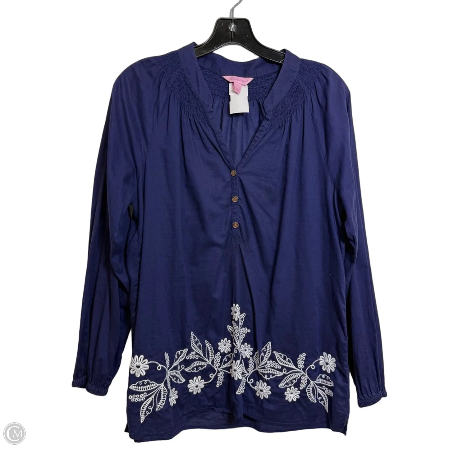 Top Long Sleeve Designer By Lilly Pulitzer In Navy, Size: M