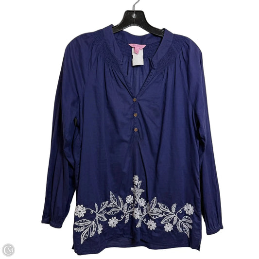 Top Long Sleeve Designer By Lilly Pulitzer In Navy, Size: M