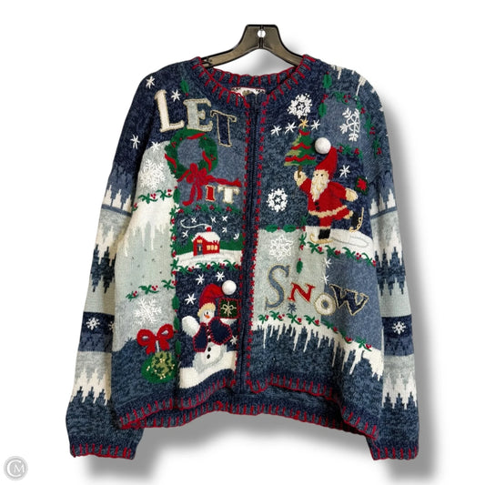 Holiday Christmas Sweater cardigan By Tiara In Multi-colored, Size: Xl