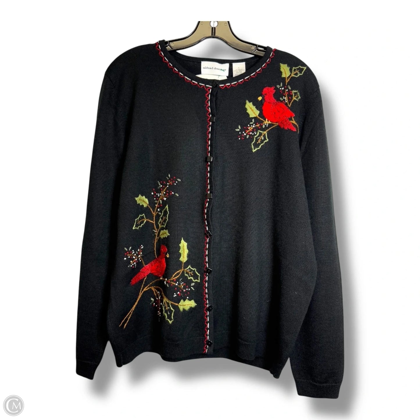 Christmas holiday cardinal Sweater Cardigan By Alfred Dunner In Multi-colored, Size: L