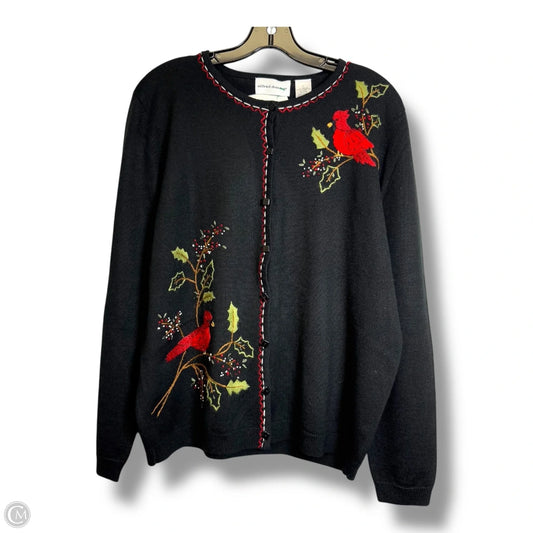 Christmas holiday cardinal Sweater Cardigan By Alfred Dunner In Multi-colored, Size: L