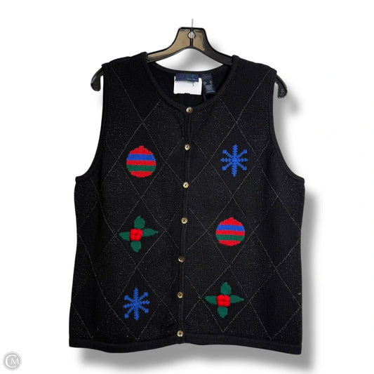 Christmas holiday Vest Sweater By Crazy Horse In Black, Size: Xl