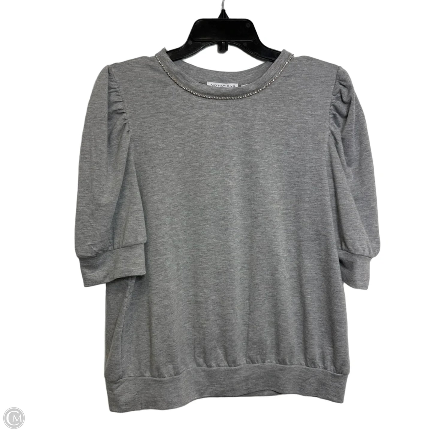 Top Short Sleeve By Notations In Grey, Size: M