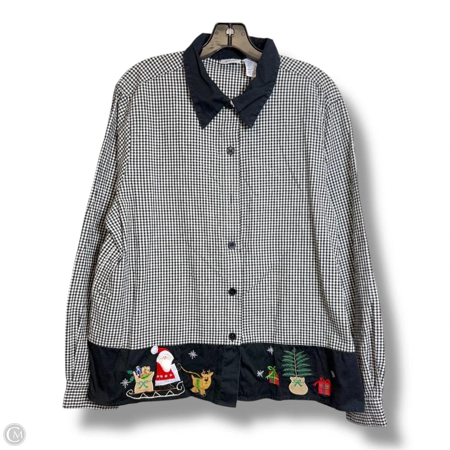 Christmas holiday Top Long Sleeve By Cabin Creek In Plaid Pattern, Size: Xl