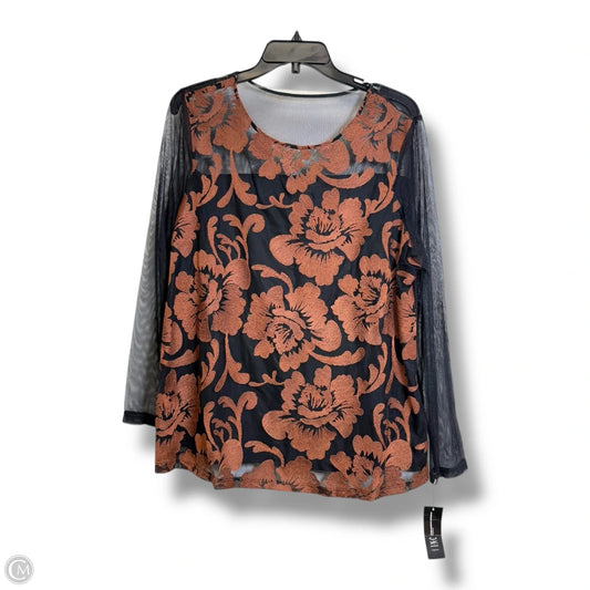 Top Long Sleeve By Inc In Floral Print, Size: 1x