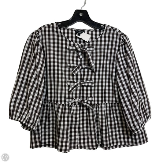 Top 3/4 Sleeve By Velvet Heart In Plaid Pattern, Size: Xl