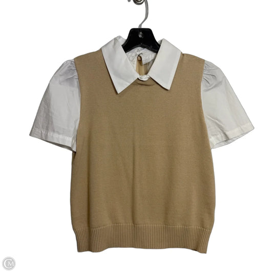 Top Short Sleeve By Industry In Tan & White, Size: S