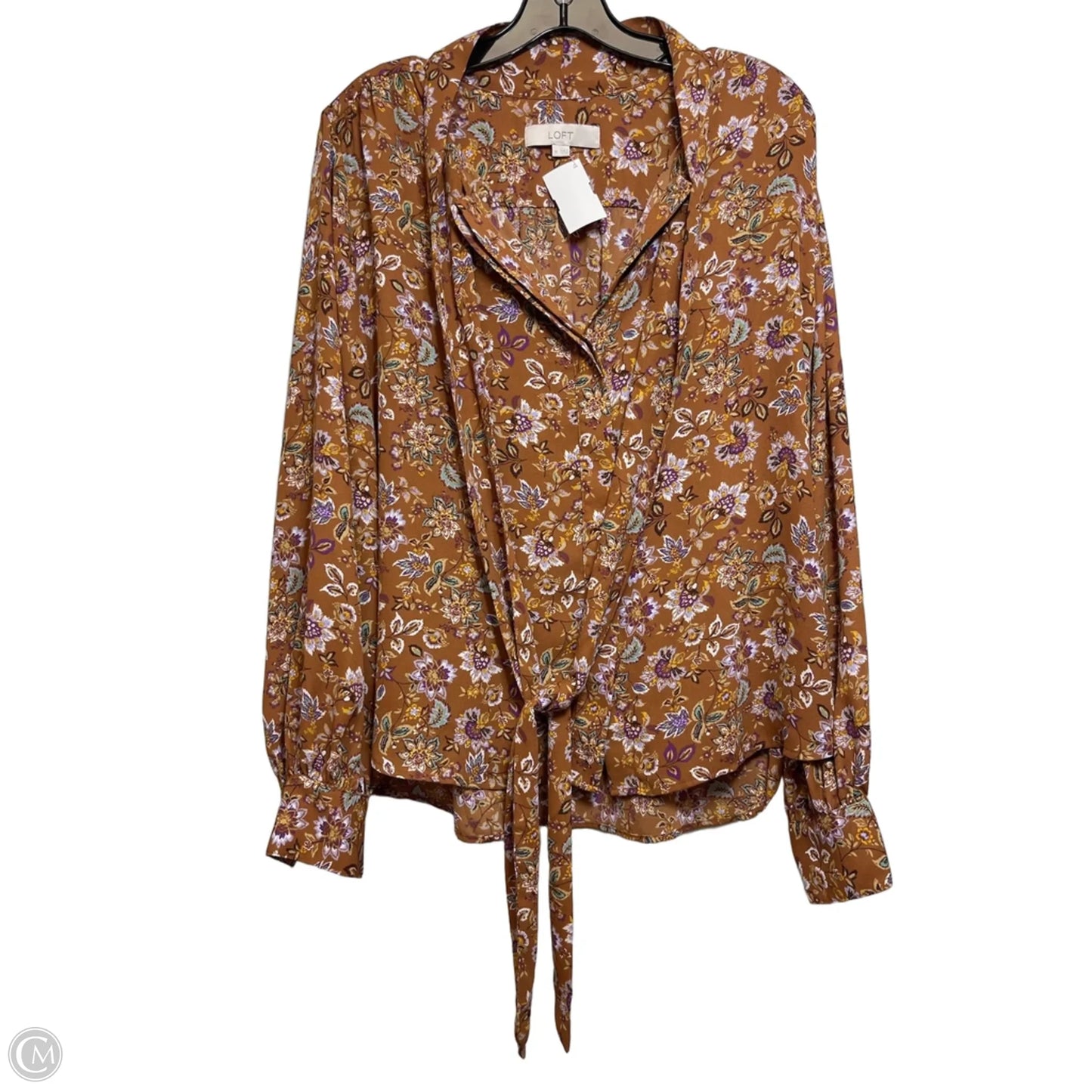 Top Long Sleeve By Loft In Brown & Purple, Size: M