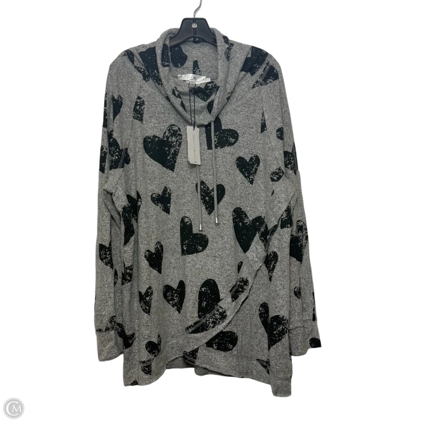 Top Long Sleeve By Chelsea And Theodore In Black & Grey, Size: 2x
