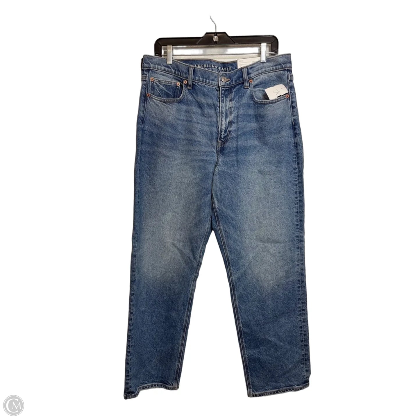 Jeans Straight By American Eagle In Blue Denim, Size: 14