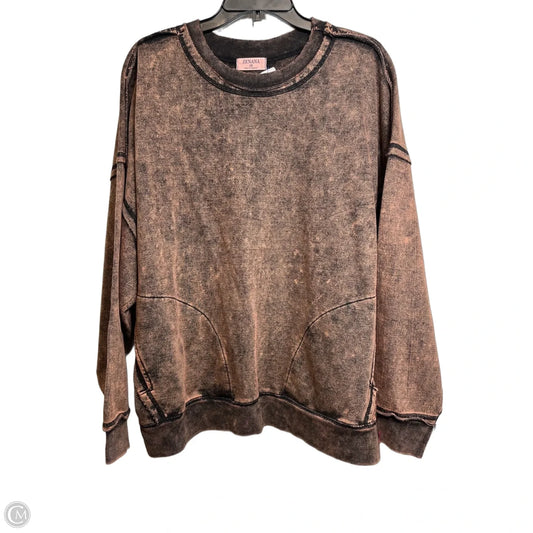 Sweatshirt Crewneck By Zenana In Brown, Size: 1x
