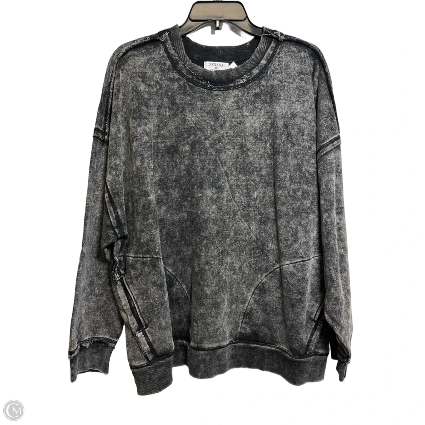 Sweatshirt Crewneck By Zenana In Grey, Size: 1x