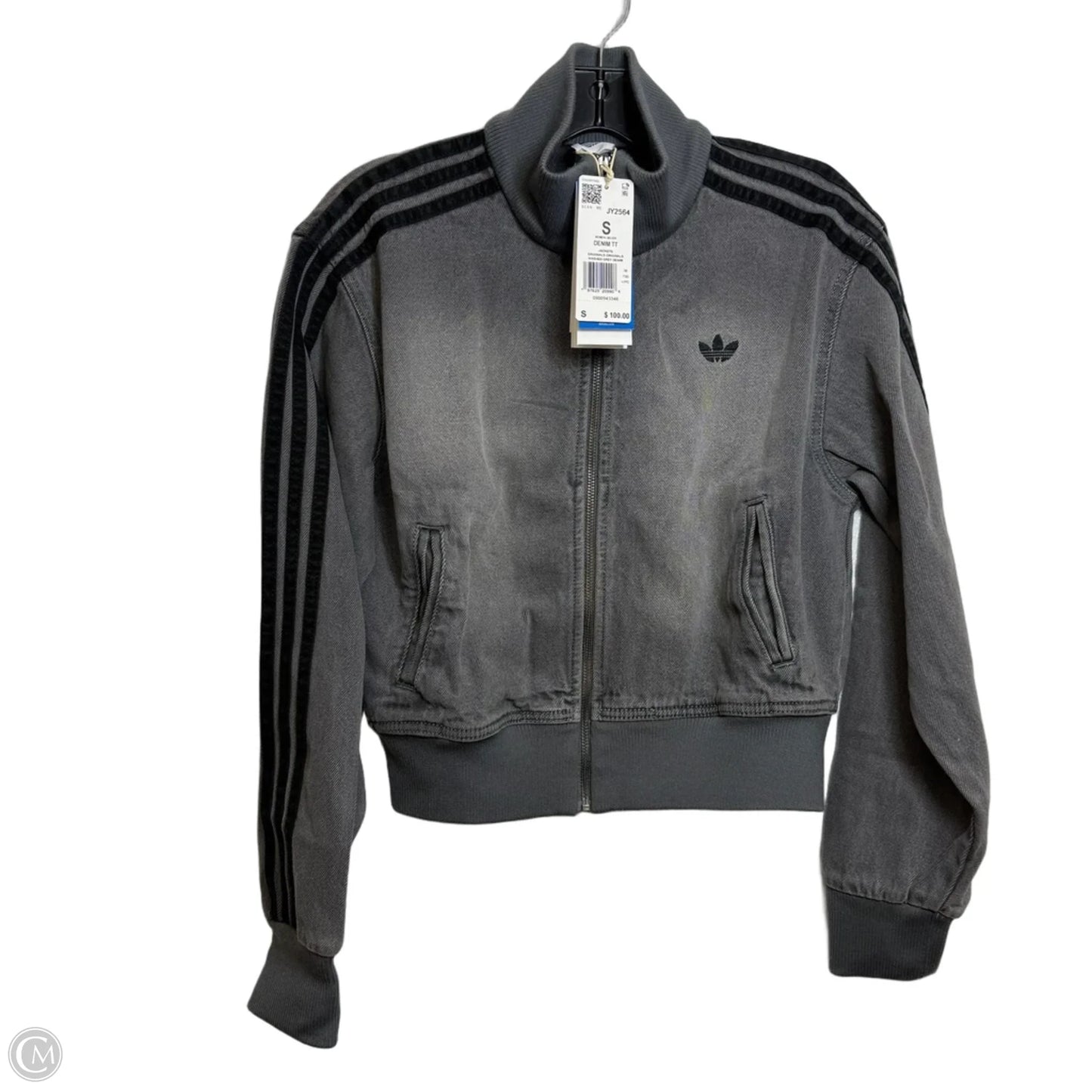 Jacket Denim By Adidas In Grey, Size: S
