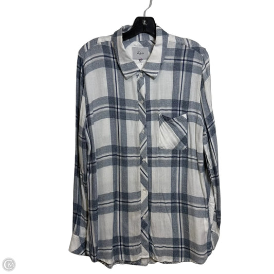Top Long Sleeve By Rails In Blue & White, Size: M