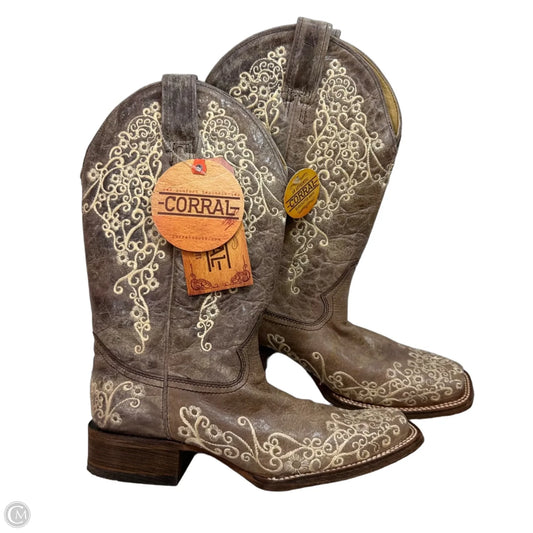 Boots Leather By Corral In Brown & Cream, Size: 9.5