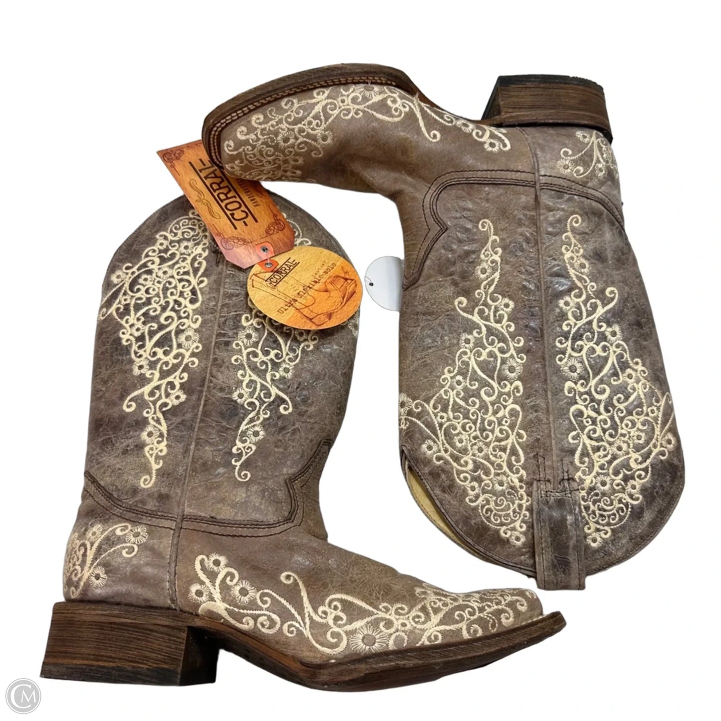 Boots Leather By Corral In Brown & Cream, Size: 9.5