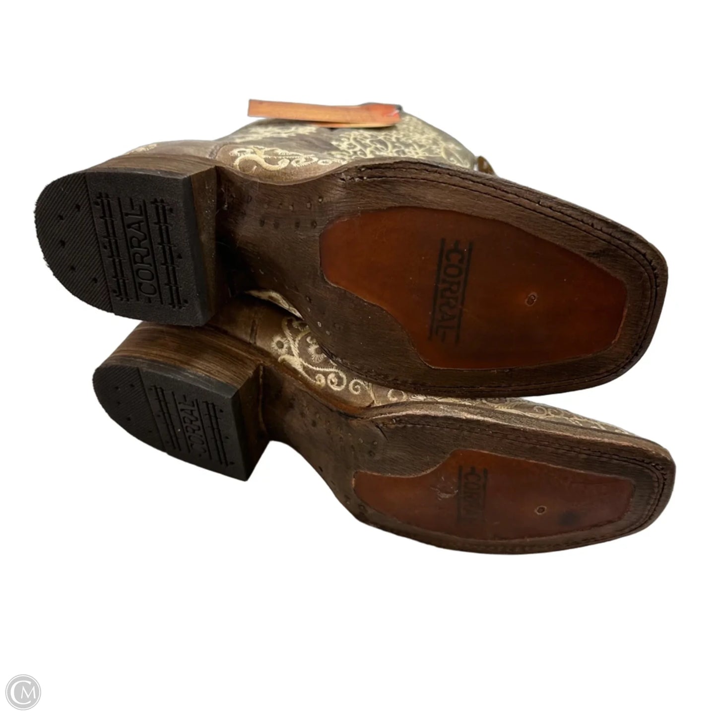 Boots Leather By Corral In Brown & Cream, Size: 9.5