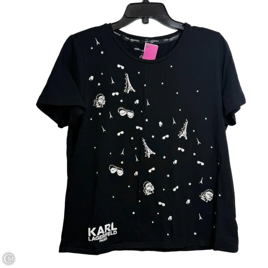 Top Short Sleeve Designer By Karl Lagerfeld In Black, Size: L