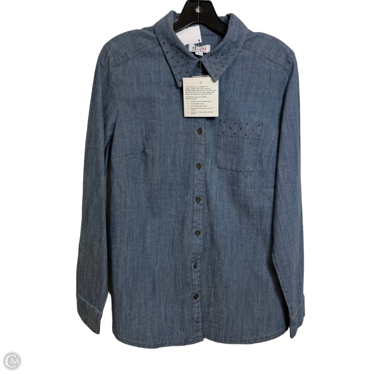 Top Long Sleeve By Denim And Company In Blue Denim, Size: S