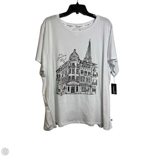 Top Short Sleeve Designer By Karl Lagerfeld In White, Size: 3x