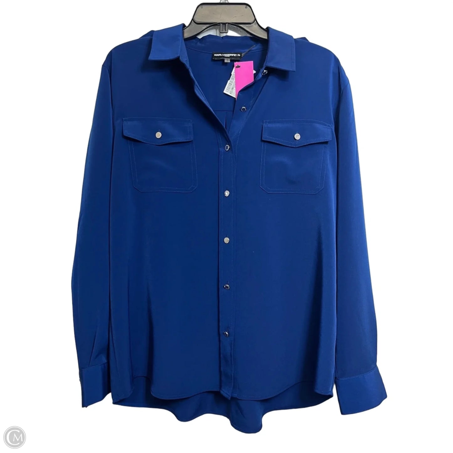 Top Long Sleeve Designer By Karl Lagerfeld In Blue, Size: Lp