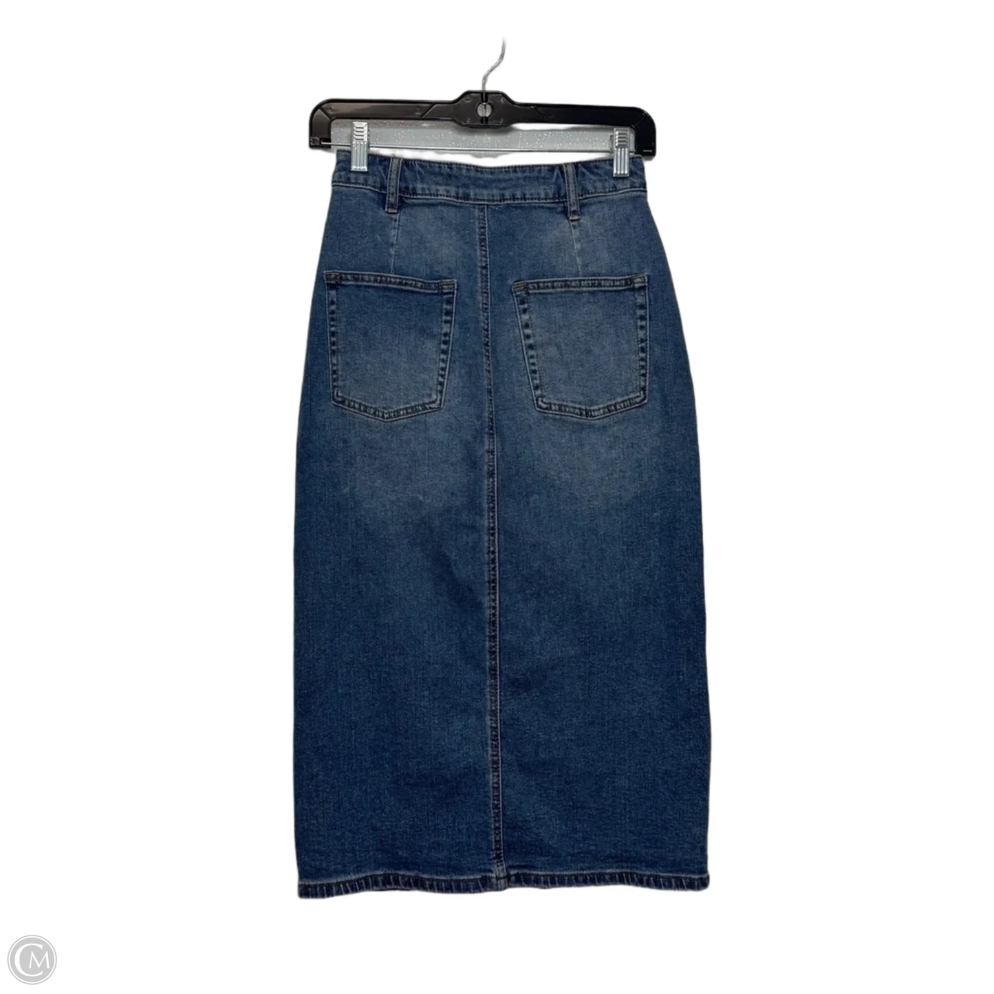 Skirt Midi By Justfab In Blue Denim, Size: 0/25