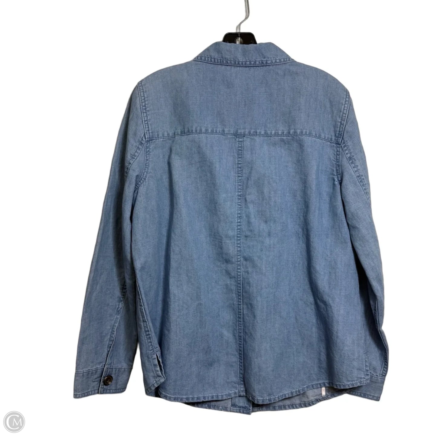 Jacket Shirt By Talbots In Blue Denim, Size: M