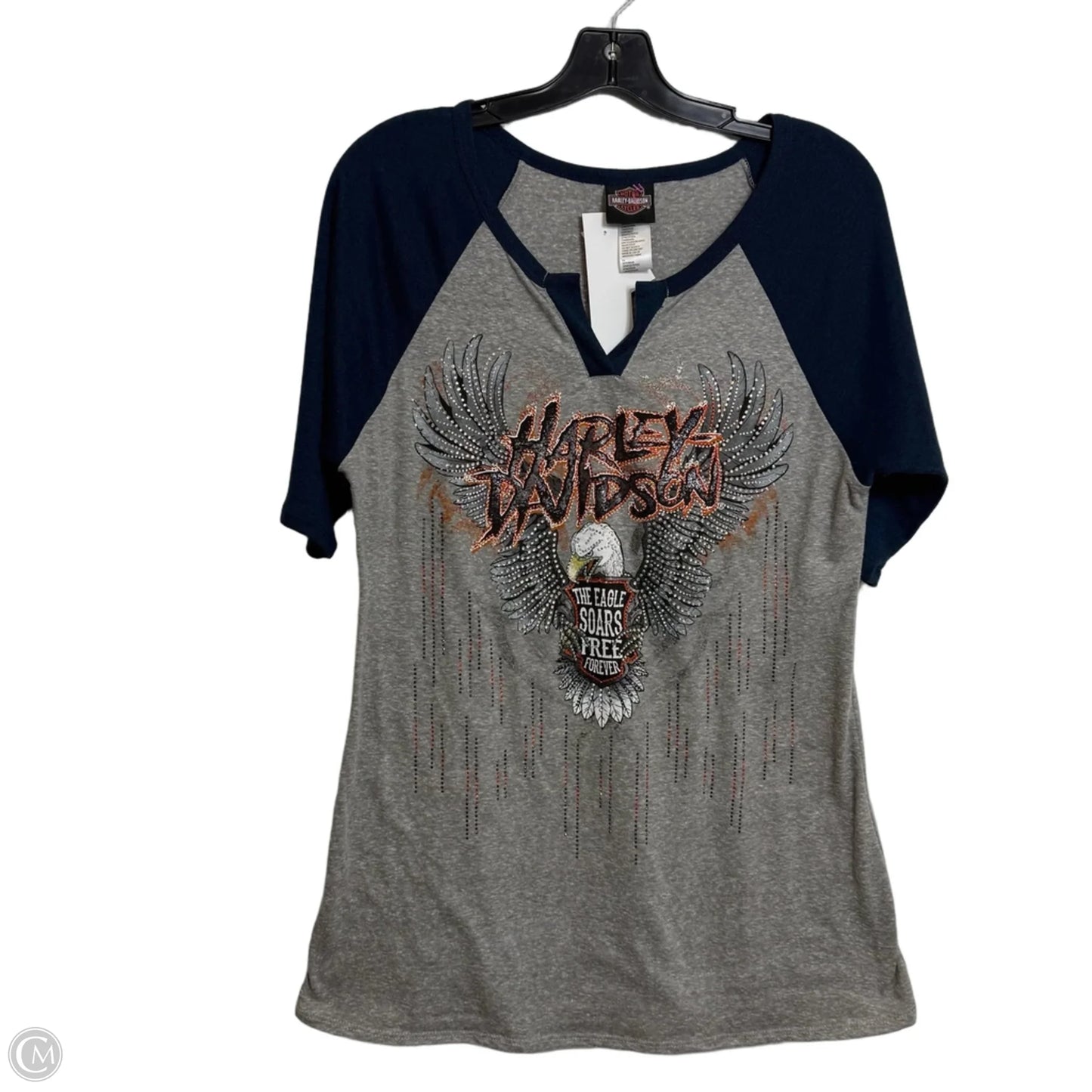 Top Short Sleeve By Harley Davidson In Grey, Size: L