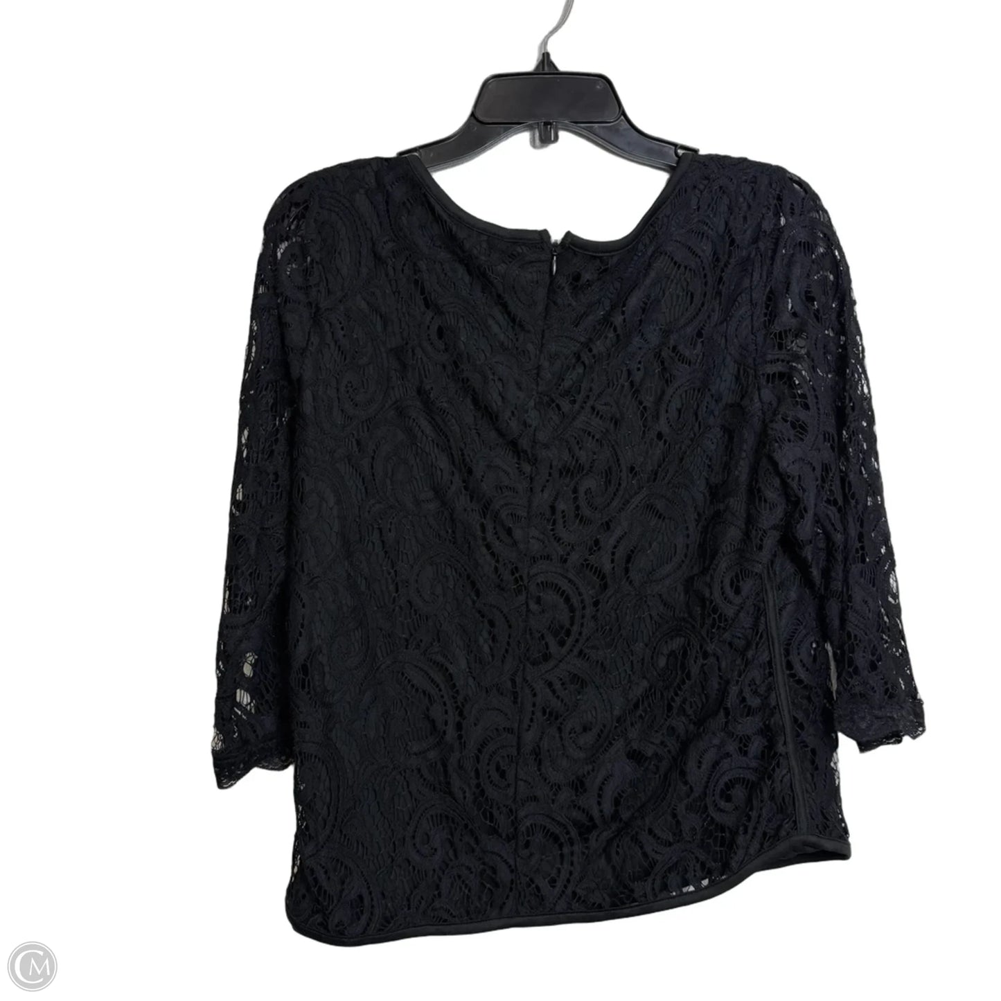 Top 3/4 Sleeve By Adrianna Papell In Black, Size: L
