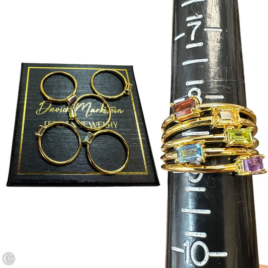 Bronze Set of 5 Genuine Gemstone stacking Rings By David Markstein, Size: 10