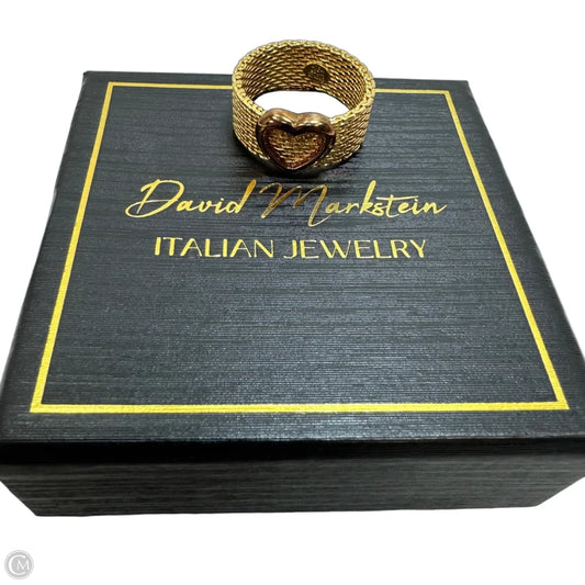 Gold mesh ring with heart By "David Markstein ITALIAN JEWELRY, Size: 10