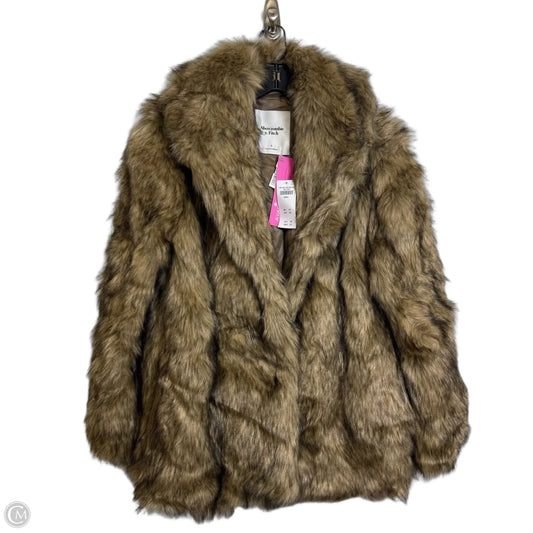 Jacket Faux Fur & Sherpa By Abercrombie And Fitch In Brown & Cream, Size: S