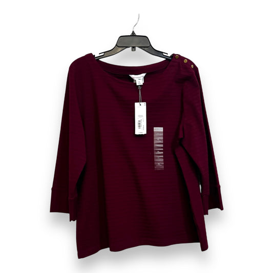 Top 3/4 Sleeve By Liz Claiborne O In Burgundy, Size: Xl