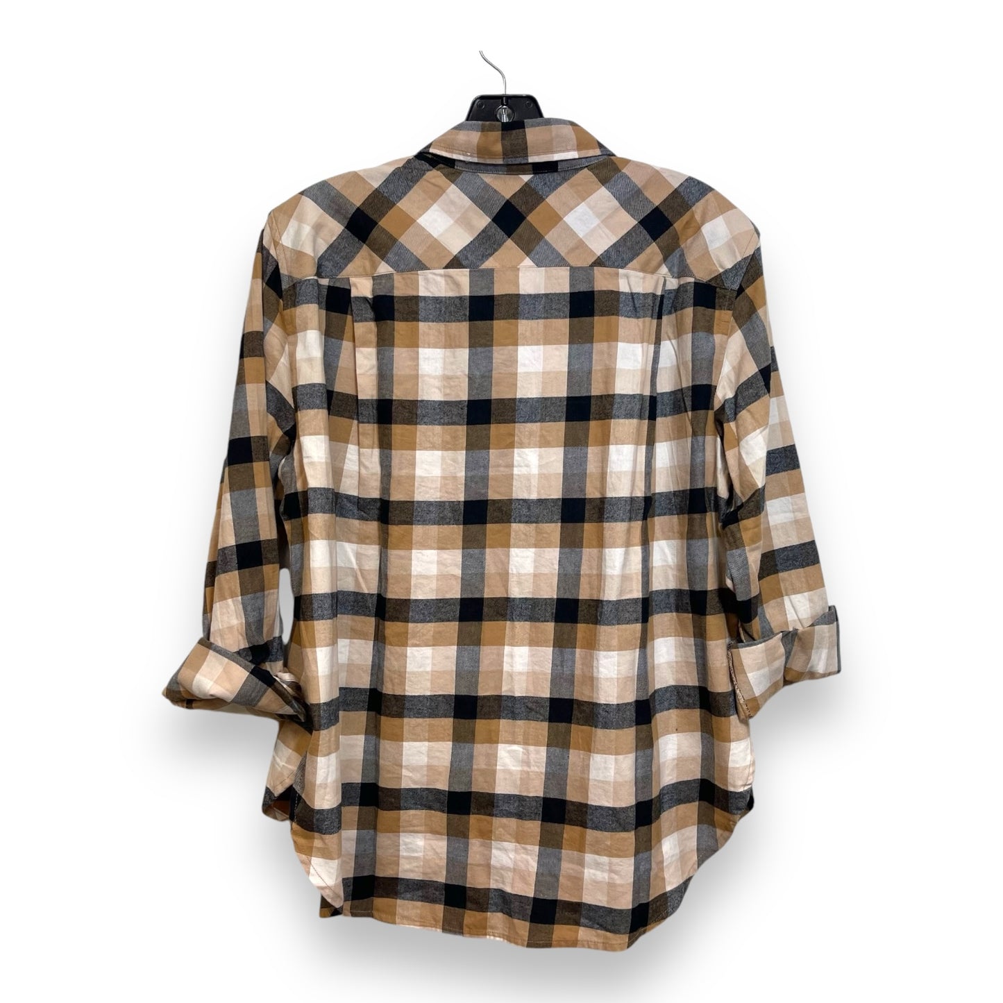 Top Long Sleeve By Loft In Checkered Pattern, Size: M