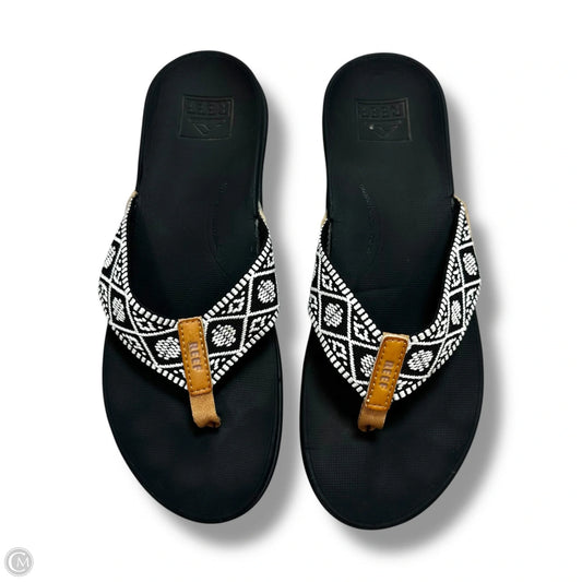 Sandals Flats By Reef In Black & Cream, Size: 8