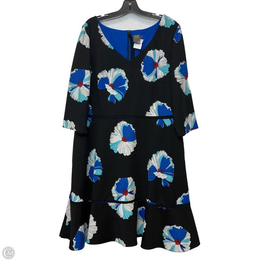 Dress Casual Short By Taylor In Black & Blue, Size: Xxl