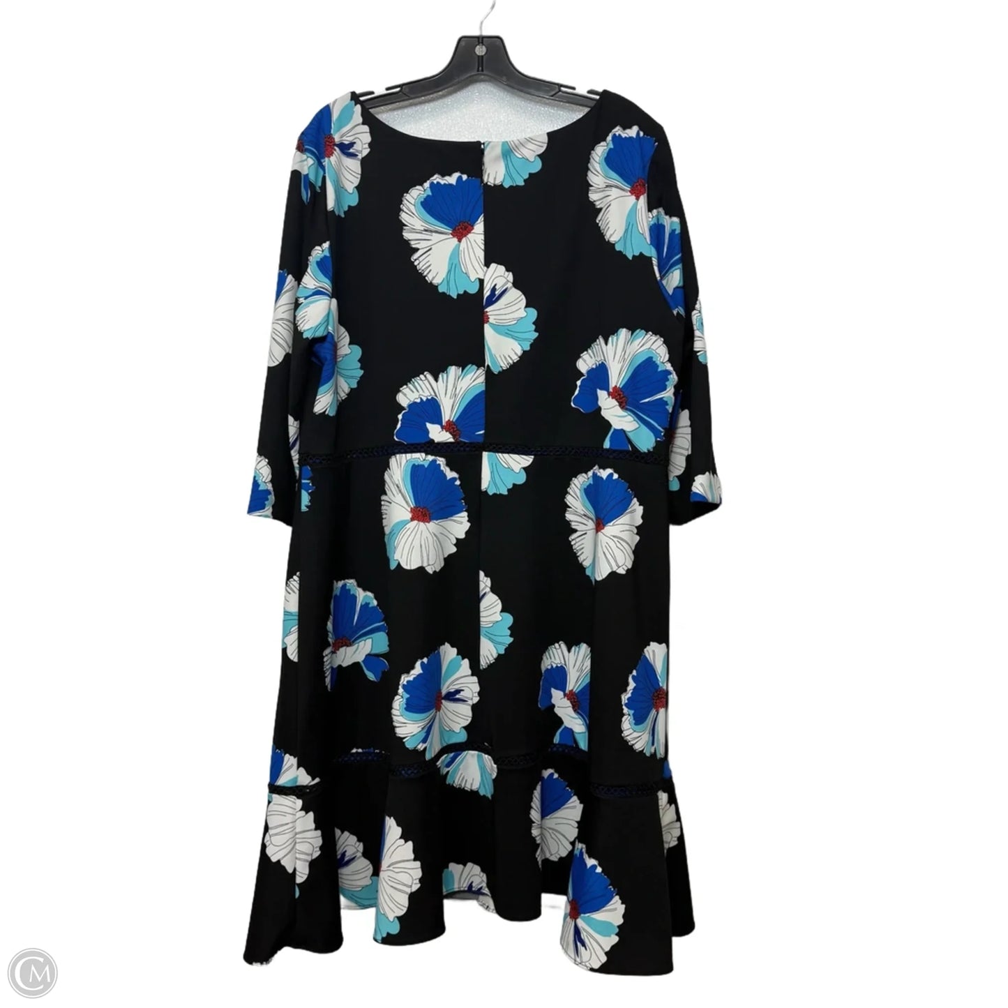 Dress Casual Short By Taylor In Black & Blue, Size: Xxl