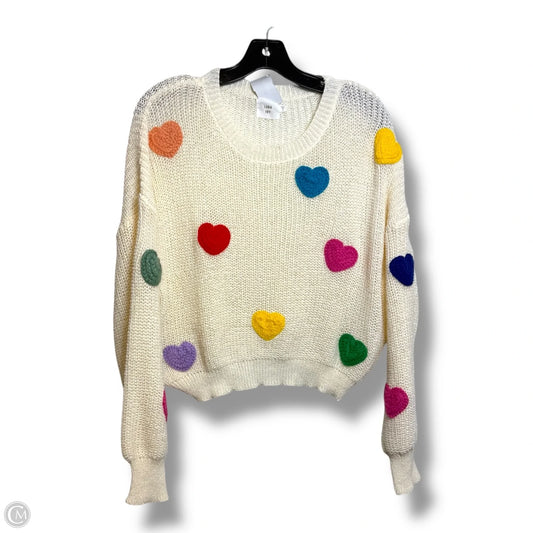 HEART Sweater By LUNA IVY In Cream, Size: S