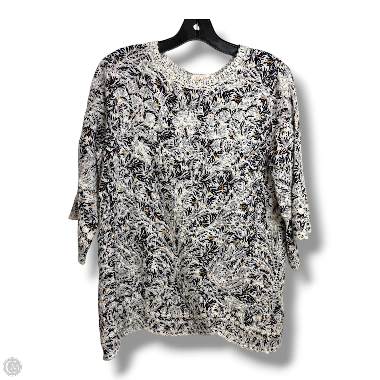 Top 2pc 3/4 Sleeve By Solitaire In Black & White, Size: L