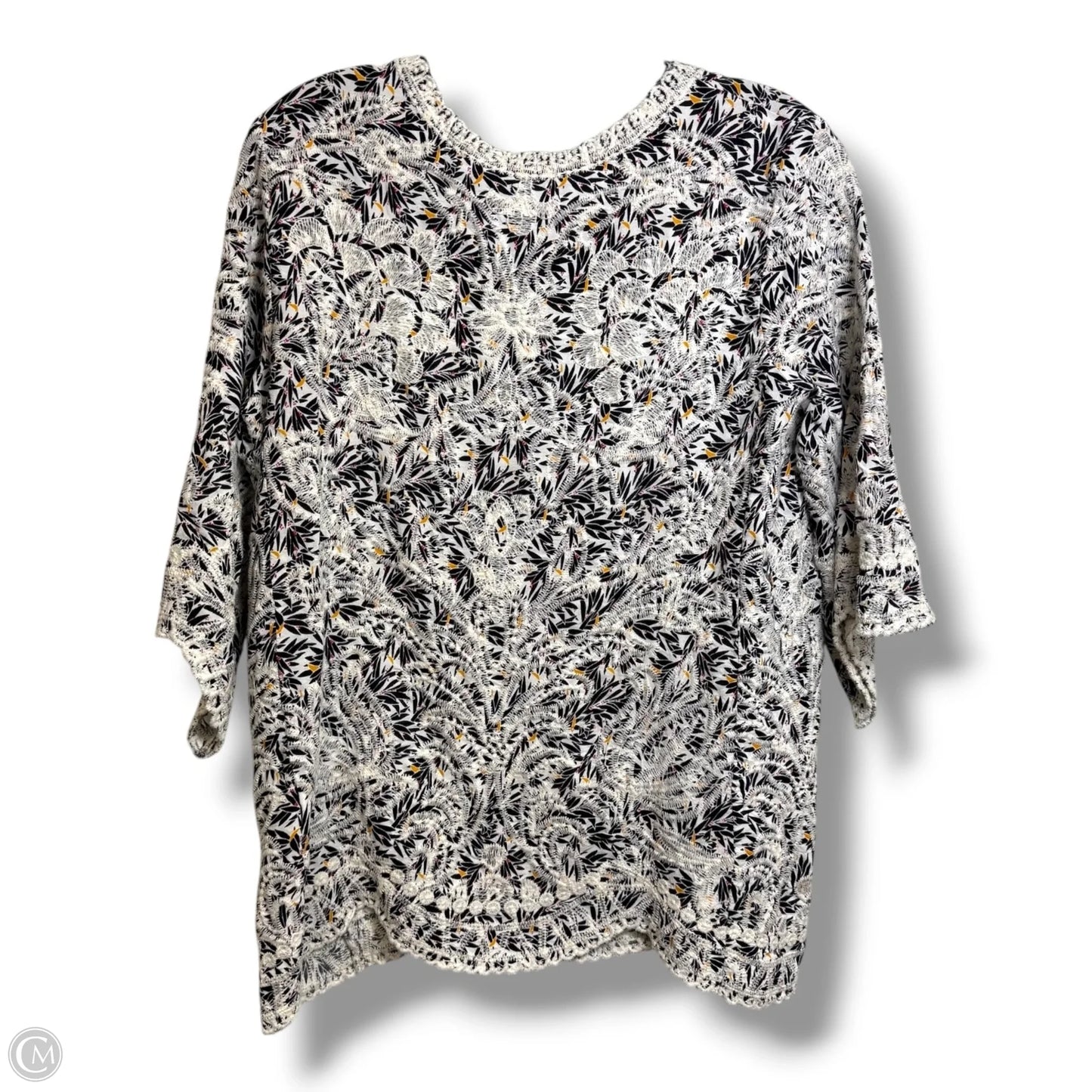 Top 2pc 3/4 Sleeve By Solitaire In Black & White, Size: L