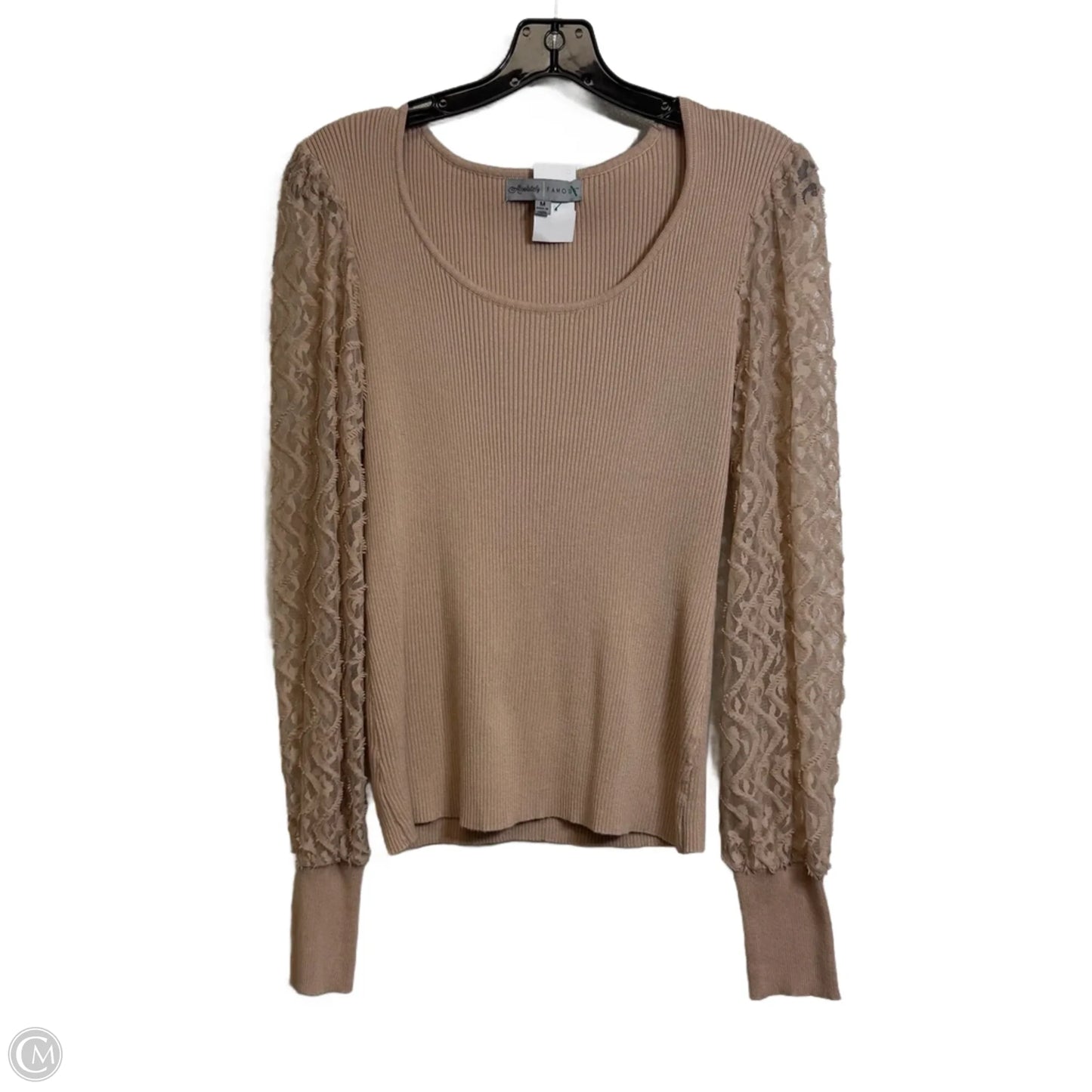 Top Long Sleeve By Absolutely Famous In Beige, Size: M