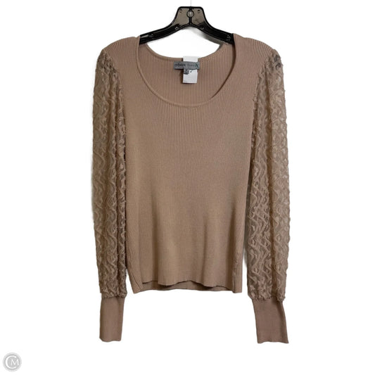 Top Long Sleeve By Absolutely Famous In Beige, Size: M
