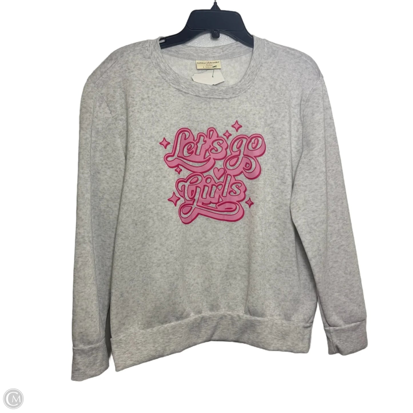 Sweatshirt Crewneck By Bobbie Brooks In Grey, Size: L
