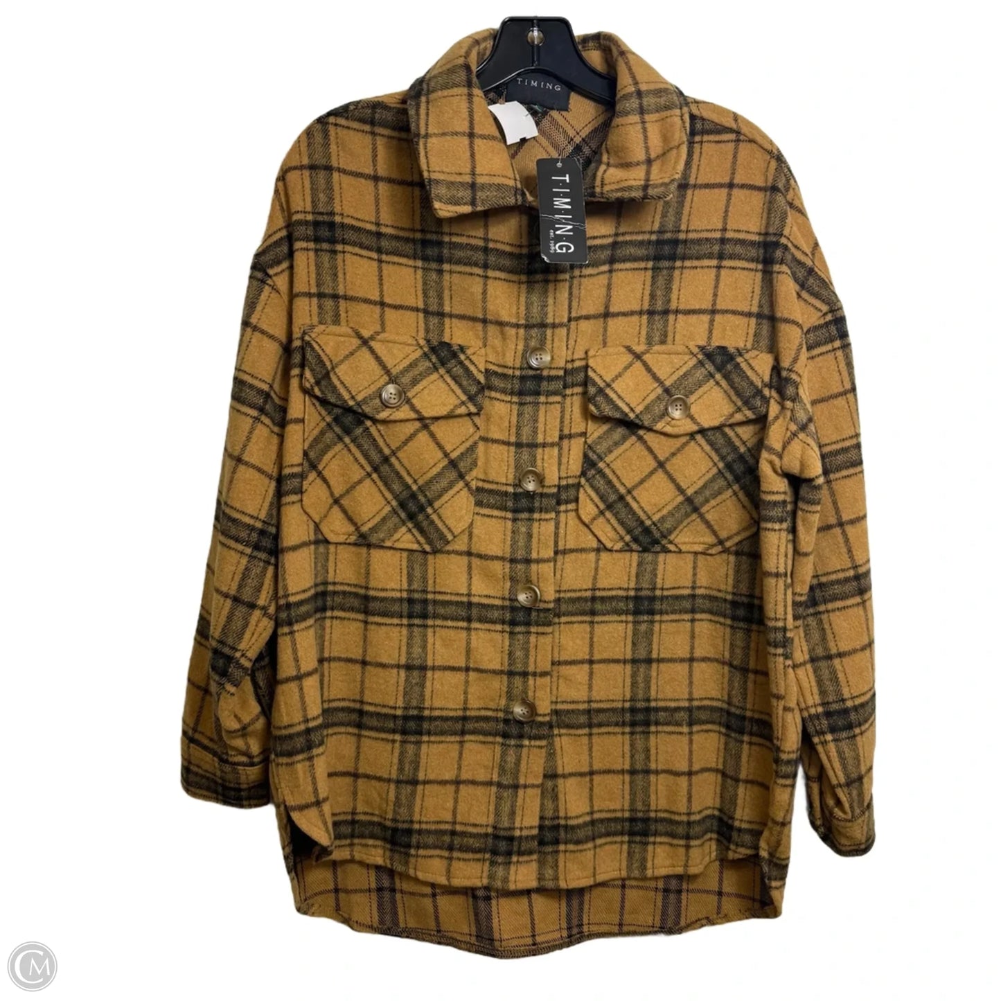 Top Long Sleeve By Timing In Tan, Size: S