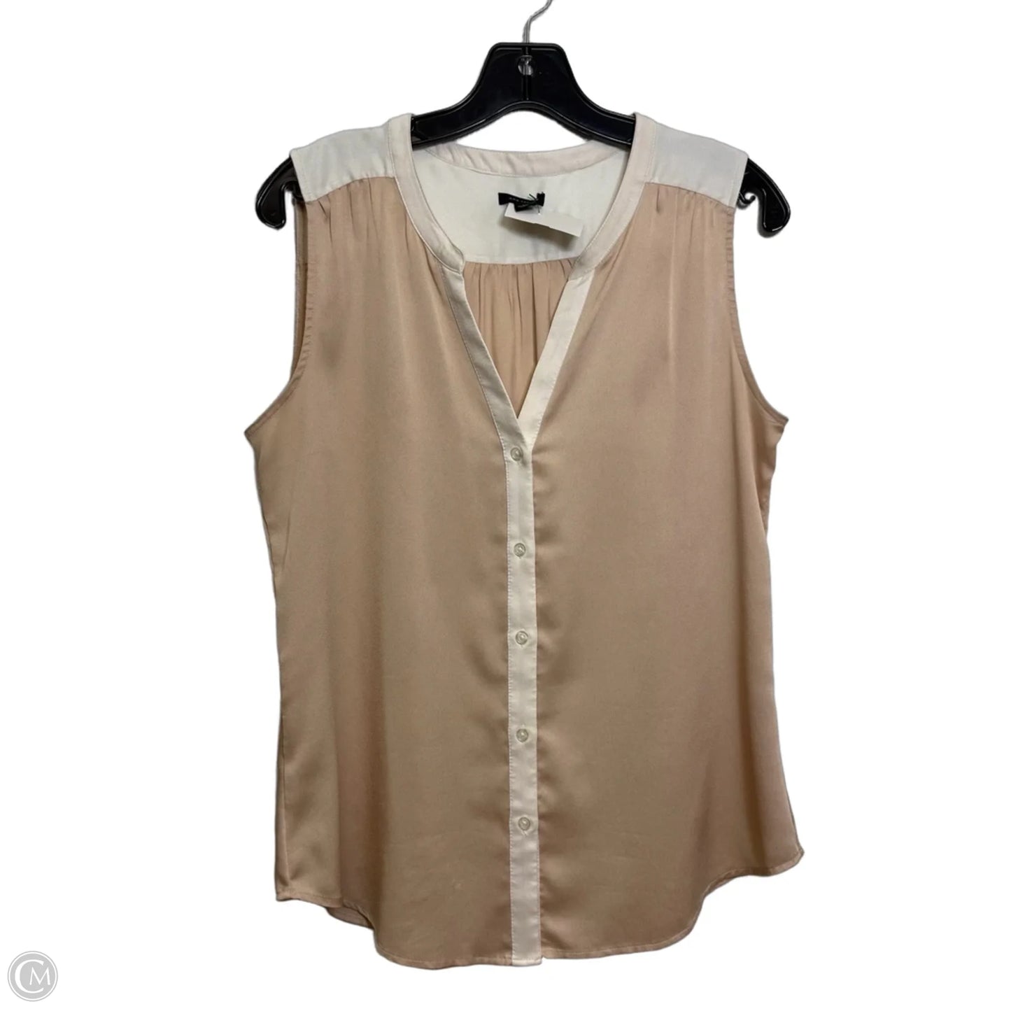 Top Sleeveless By Ann Taylor In Tan & White, Size: M