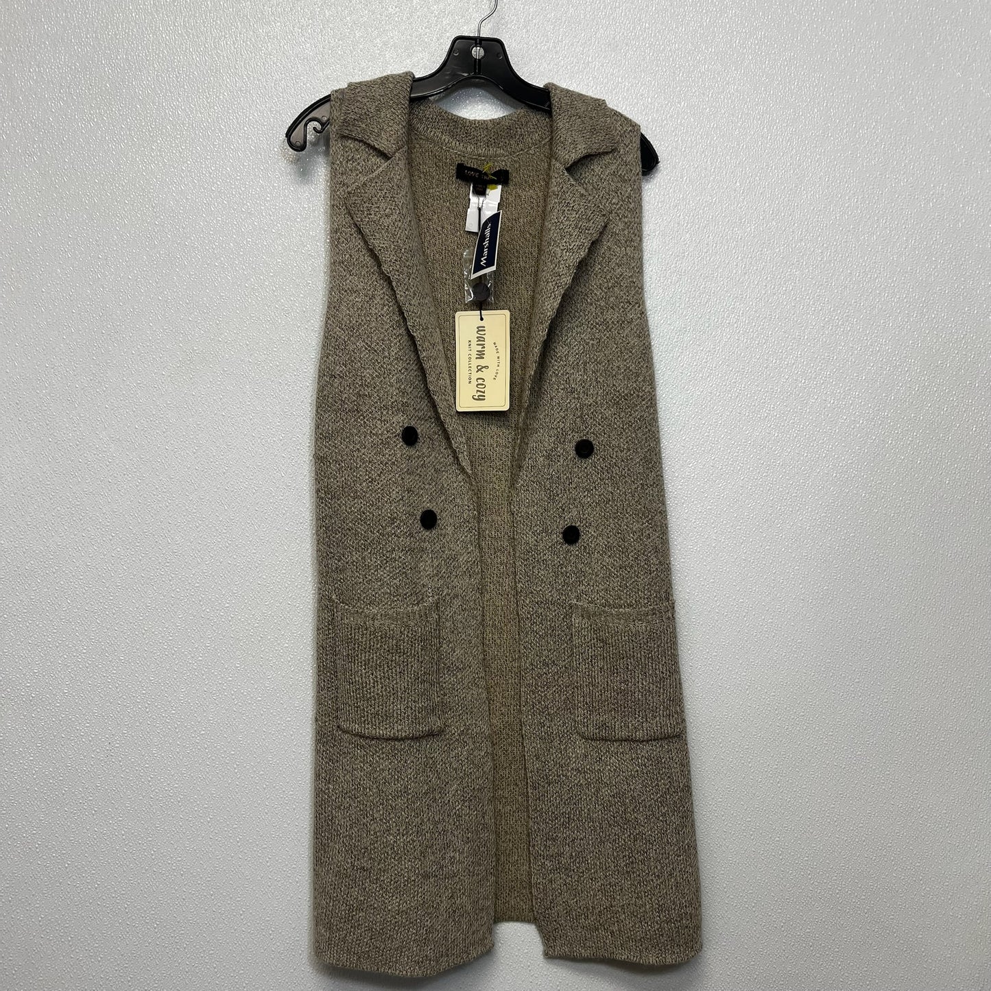 Sweater Cardigan By Love Tree In Tan, Size: M