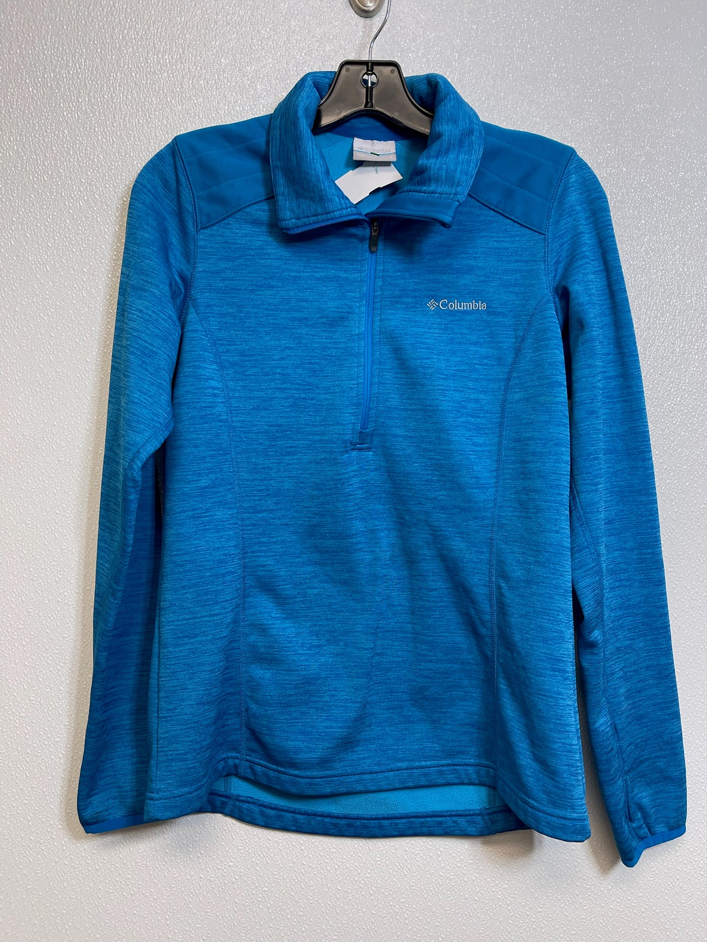 Athletic Top Long Sleeve Collar By Columbia In Aqua, Size: S