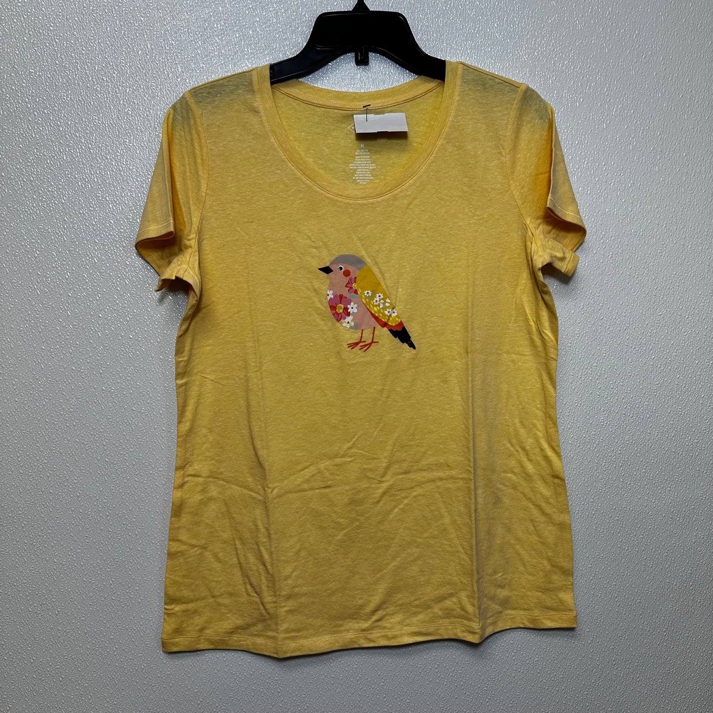 Yellow Top Short Sleeve Basic St Johns Bay O, Size M